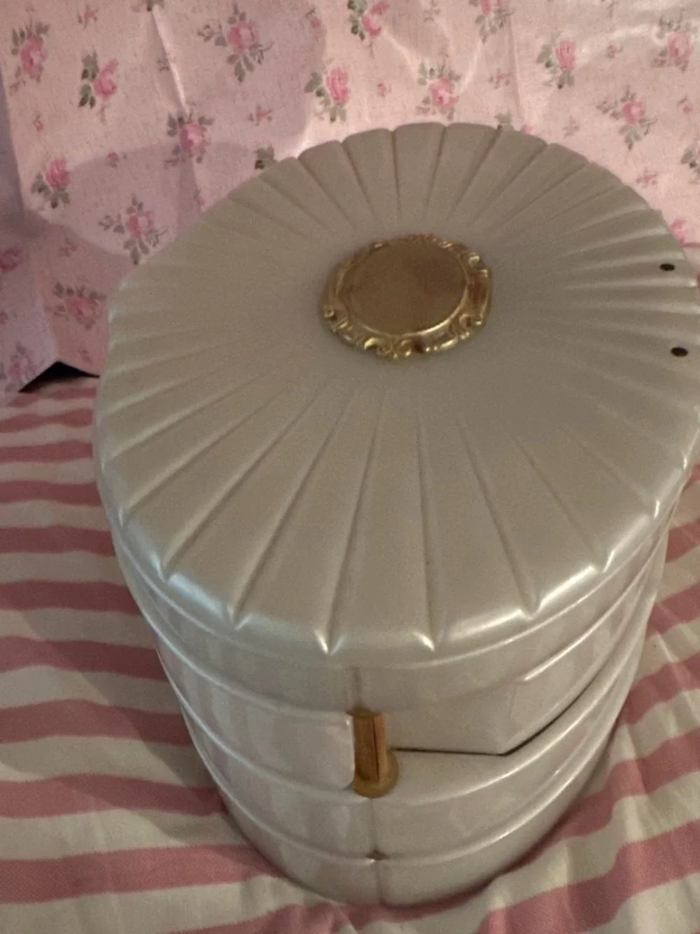 Elegant mermaid Pearlescent Drawer Jewelry Organizer with Gold Accents